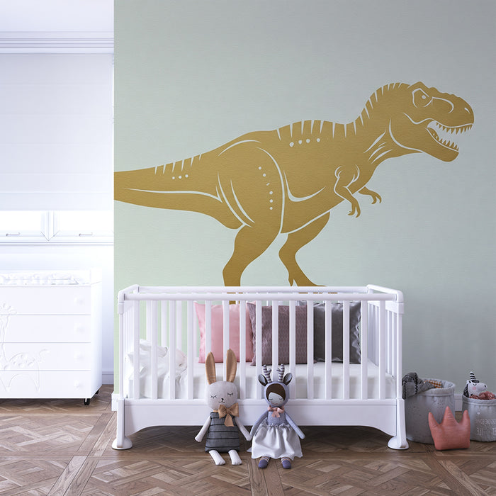 Gyermekszoba tapéta | Aranyos t-rex zöld saláta háttérrel