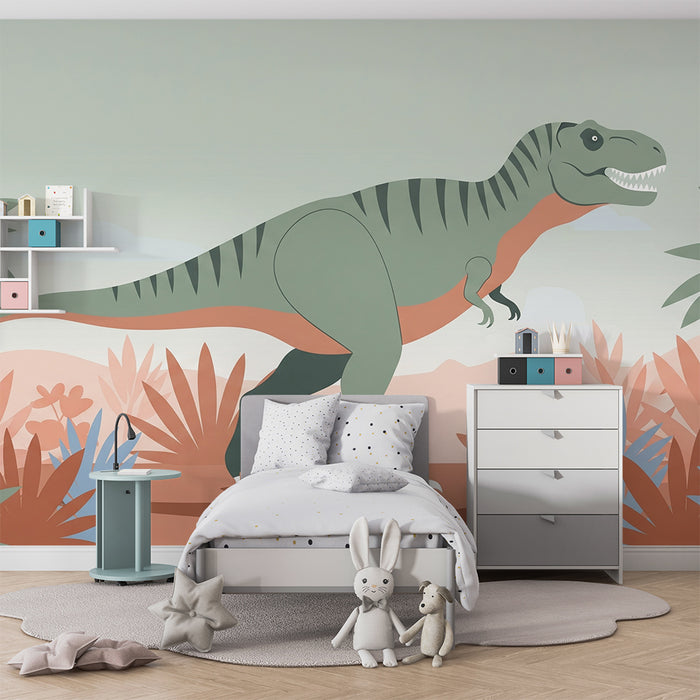 Gyermekszoba tapéta | Tiranózaurusz és színes dzsungel