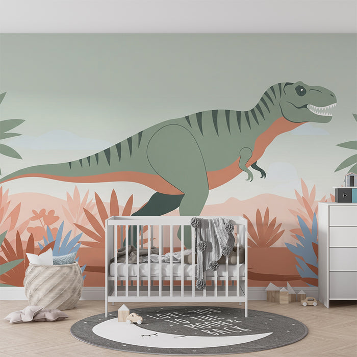 Gyermekszoba tapéta | Tiranózaurusz és színes dzsungel
