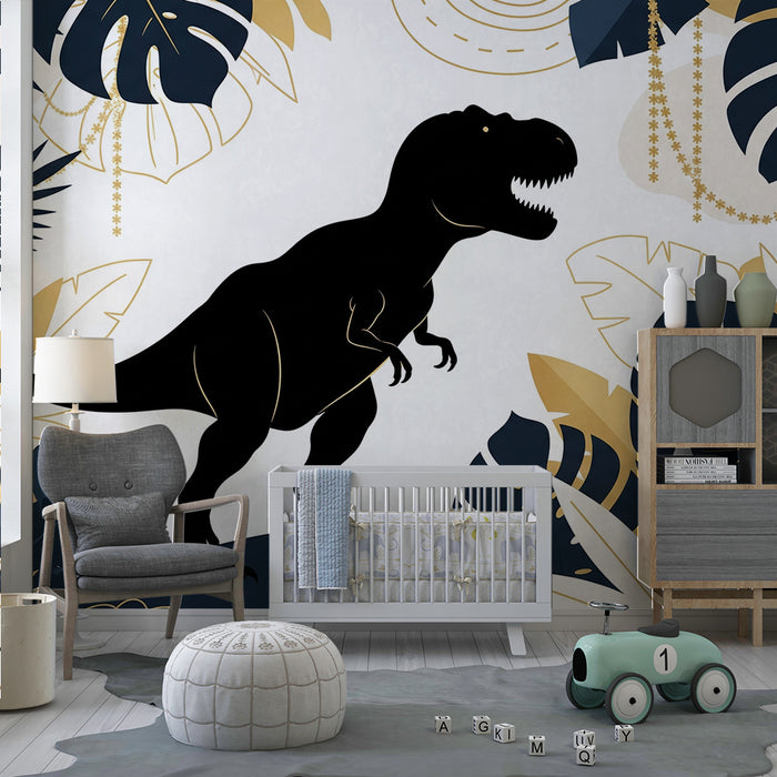 Gyermekszoba tapéta | Majestikus t-rex a trópusi dzsungel közepén