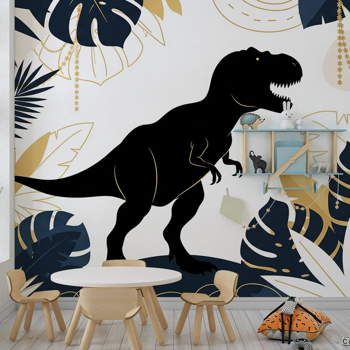 Gyermekszoba tapéta | Majestikus t-rex a trópusi dzsungel közepén