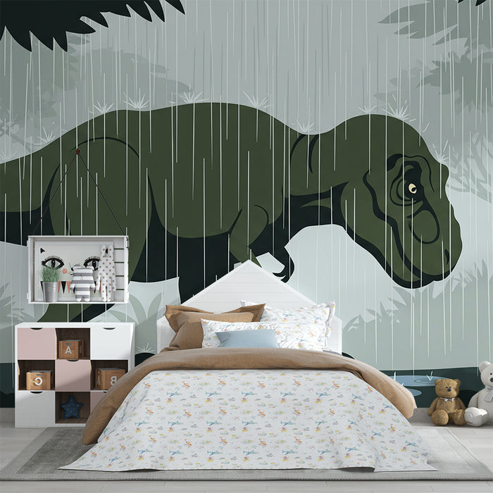 Børnetapet | Tyrannosaurus i regnvejr i en forhistorisk jungle