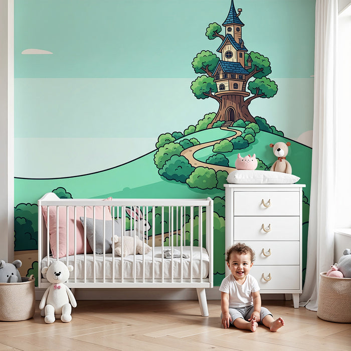 Kids' room wallpaper | A magical path to a treehouse