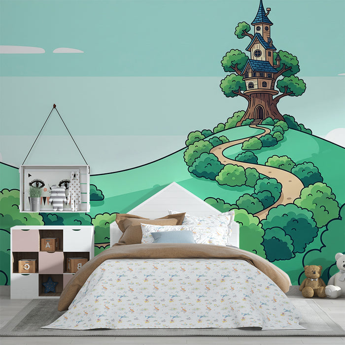 Kids' room wallpaper | A magical path to a treehouse