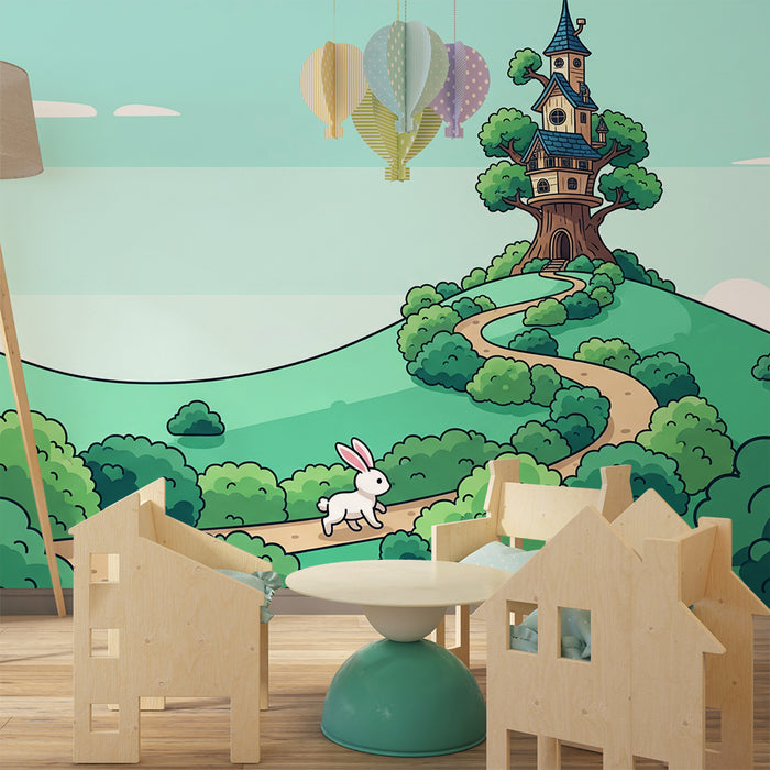 Kids' room wallpaper | A magical path to a treehouse