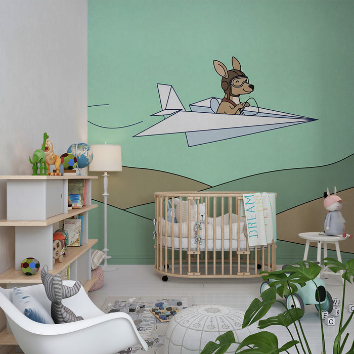 Barntapet | En hundpilot i flygande pappersflygplan över kullarna