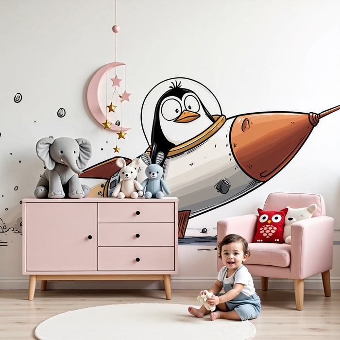 Barntapet | En astronautpingvin i sin rymdraket