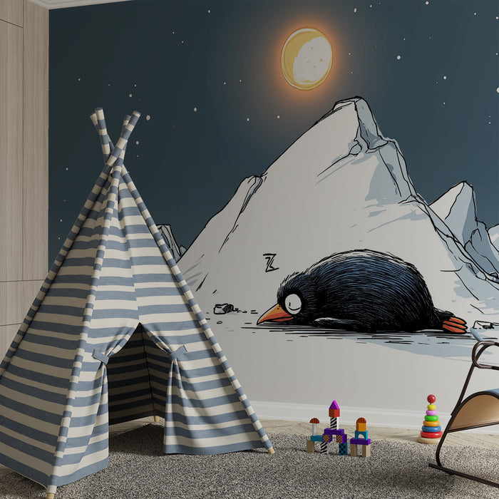 Tapet barnerom | En sovende pingvin under polarsolen