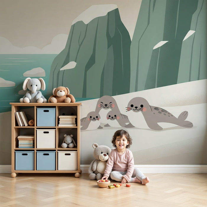 Barntapet | En familj av sälar i en isig miljö