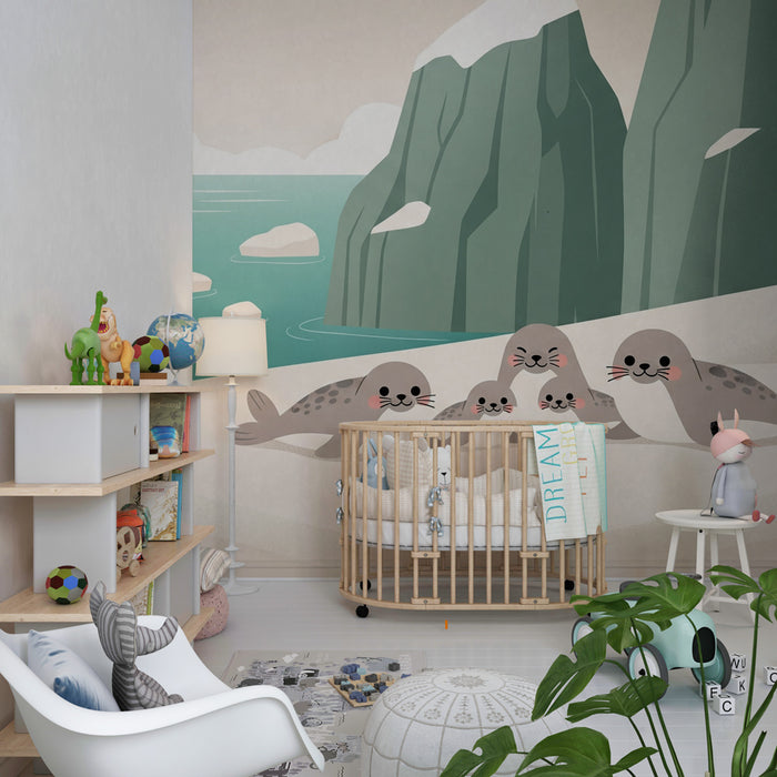 Barntapet | En familj av sälar i en isig miljö