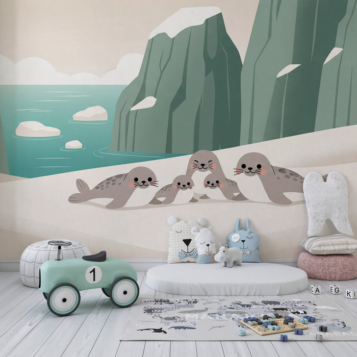 Barntapet | En familj av sälar i en isig miljö