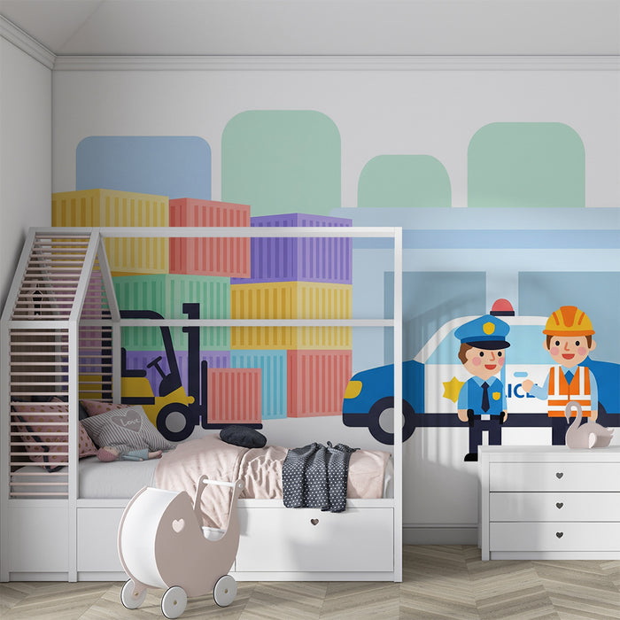 Kids' Room Wallpaper | A Colorful World of Building and Safety