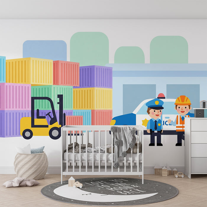 Kids' Room Wallpaper | A Colorful World of Building and Safety