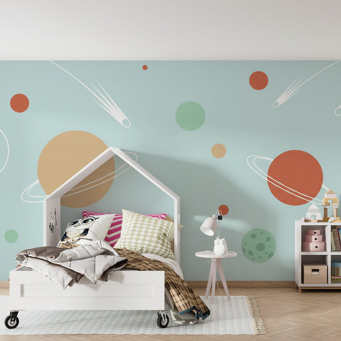 Kinderzimmer Tapete | Bunte Welt und Planeten