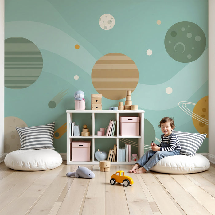 Kinderzimmer Tapete | Bunte Universen und verspielte Planeten