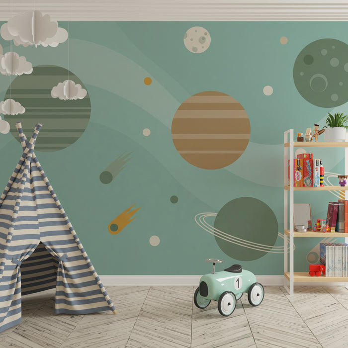 Kinderzimmer Tapete | Bunte Universen und verspielte Planeten