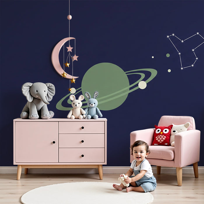 Kids room wallpaper | Cosmic universe with planets and constellations