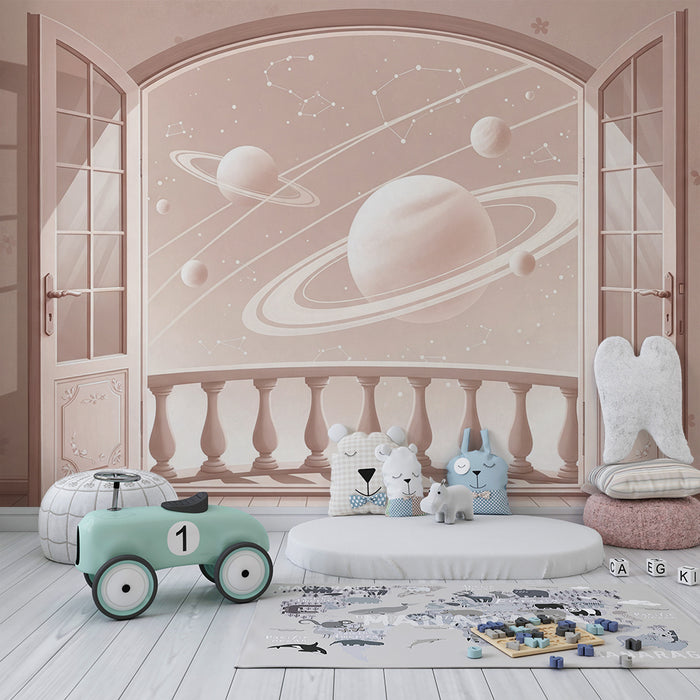 Tapete Kinderzimmer | Weltraum-Design mit Planeten und Sternbildern