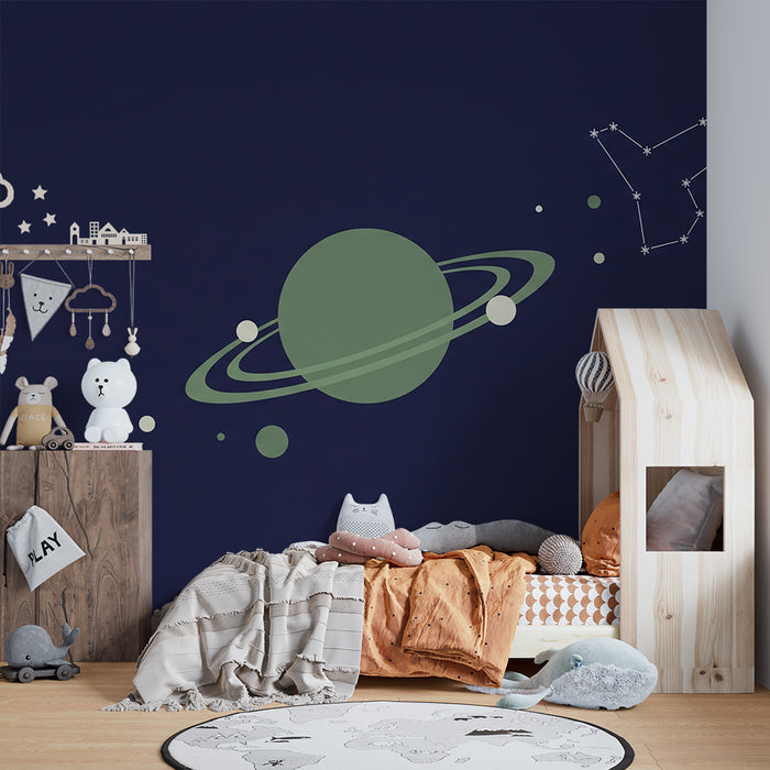 Kids room wallpaper | Cosmic universe with planets and constellations