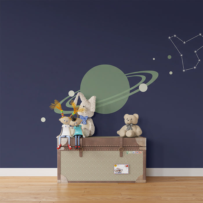 Kids room wallpaper | Cosmic universe with planets and constellations