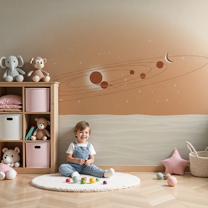 Kinderzimmer Tapete | Kosmos mit Planeten und Sternen