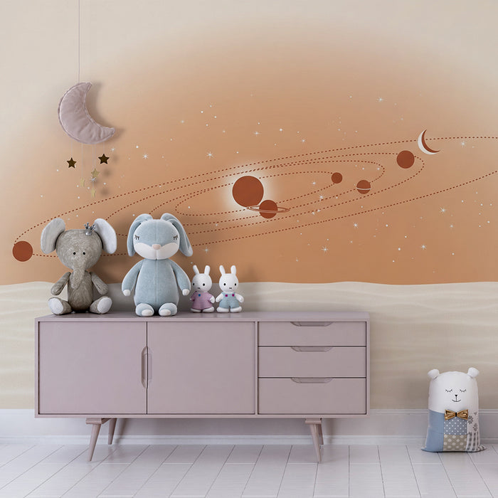 Kinderzimmer Tapete | Kosmos mit Planeten und Sternen