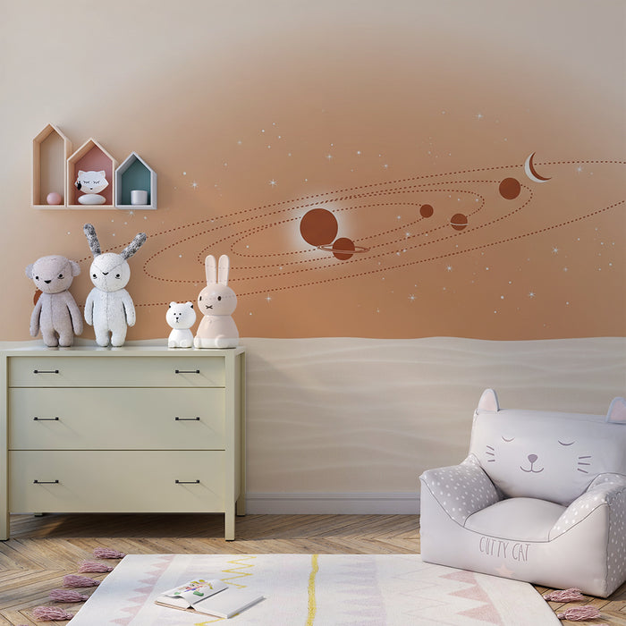 Kinderzimmer Tapete | Kosmos mit Planeten und Sternen