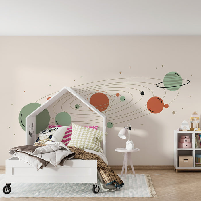 Kinderzimmer Tapete | Universum der bunten Planeten