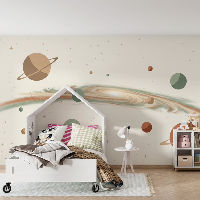 Kinderzimmer Tapete | Universum der Planeten und Galaxien