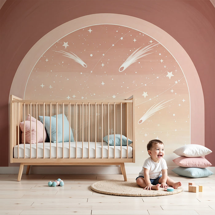 Papier peint chambre enfant | Univers étoilé avec comètes et planètes