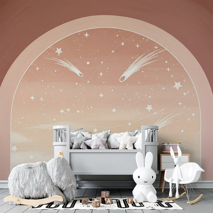 Papier peint chambre enfant | Univers étoilé avec comètes et planètes