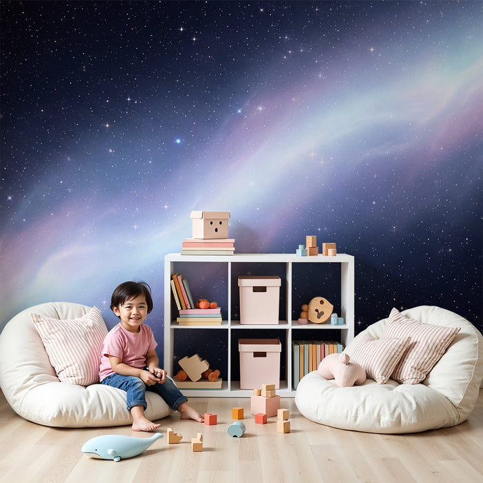 Papel de parede criança | Univers stelar cu nebuloase colorate