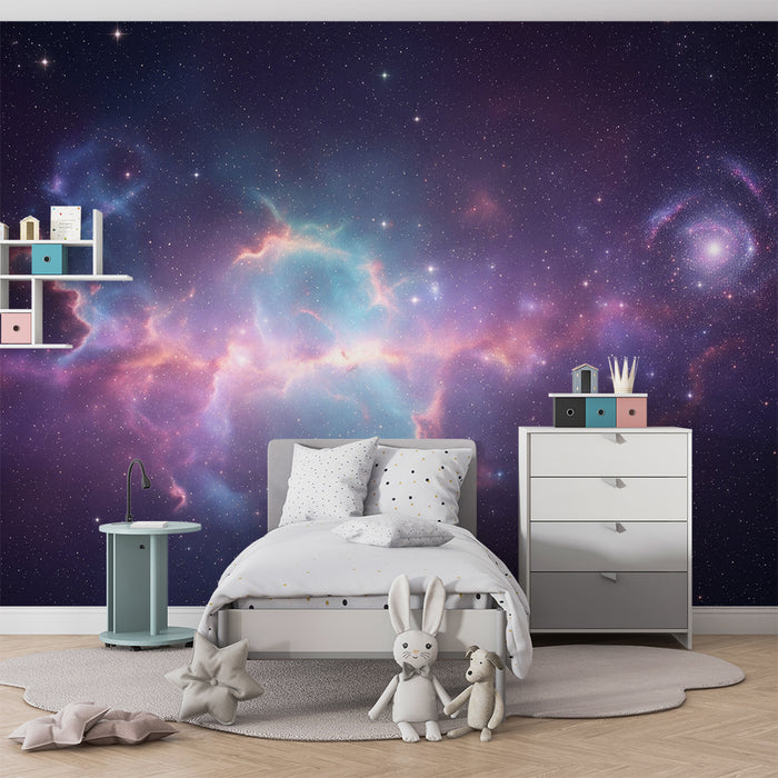 Детска стая тапет | Звездно небе с цветни мъглявини