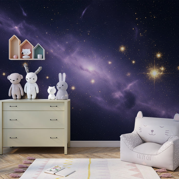 Papel de parede criança | Universo estrelado com nebulosas e constelações brilhantes