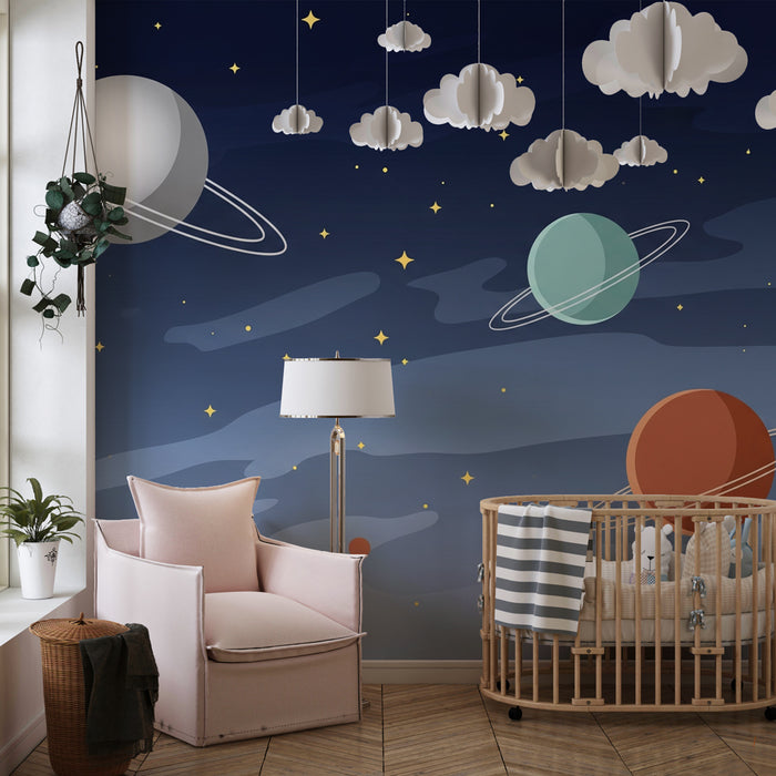 Papel pintado infantil | Universo fascinante de planetas