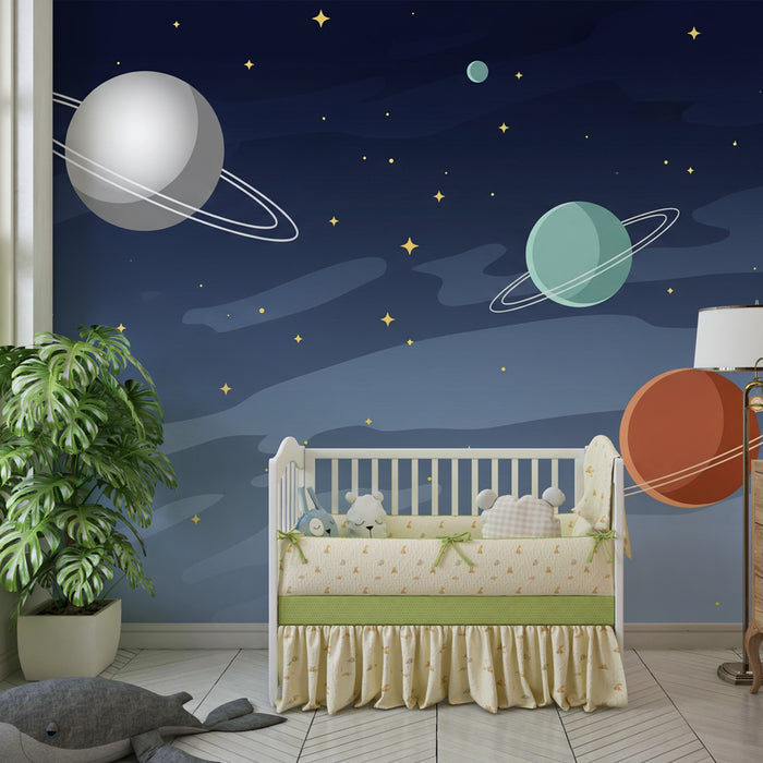 Papel pintado infantil | Universo fascinante de planetas