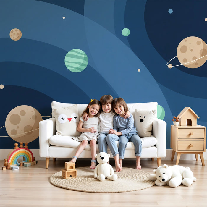 Papel pintado infantil | Universo fascinante y planetas coloridos