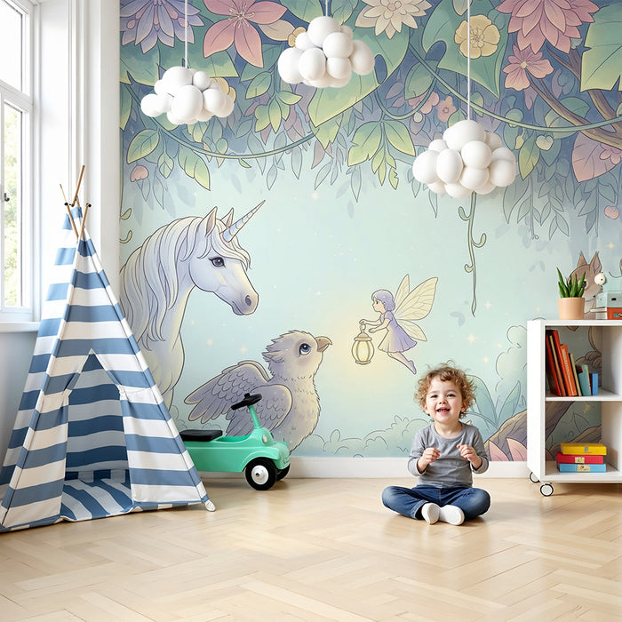 Tapety dla dzieci | Magiczny świat z jednorożcem, wróżką i zwierzętami leśnymi