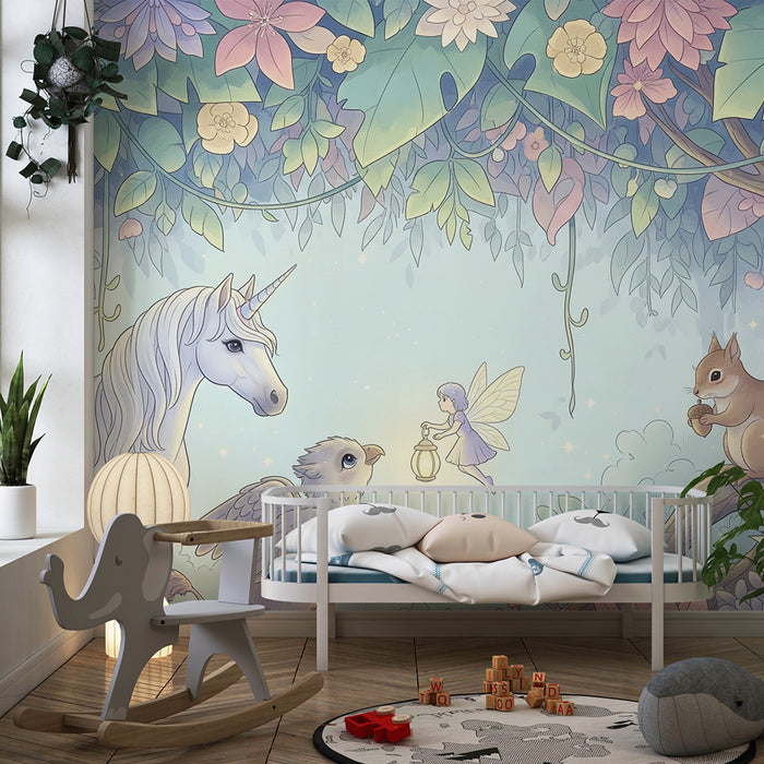 Tapety dla dzieci | Magiczny świat z jednorożcem, wróżką i zwierzętami leśnymi