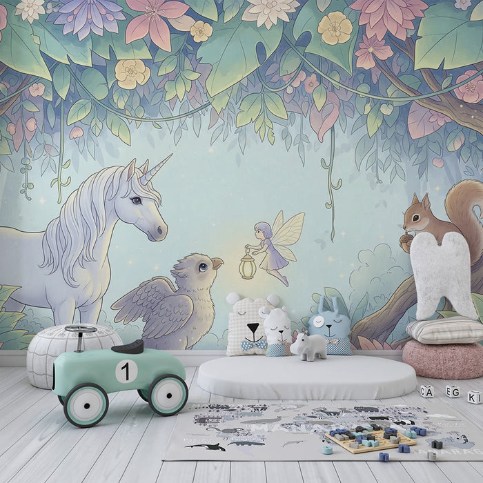 Tapety dla dzieci | Magiczny świat z jednorożcem, wróżką i zwierzętami leśnymi
