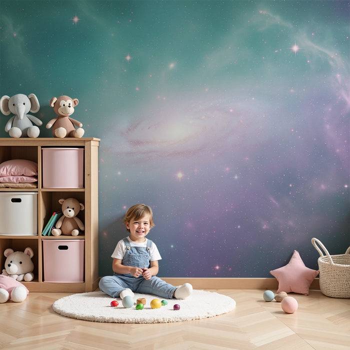 Kinderkamer behang | Galactisch universum met sterrenbeeld en sterren