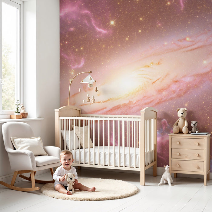 Detská izba tapéta | Vesmír s blikajúcimi hviezdami a farebnými mlhovinami
