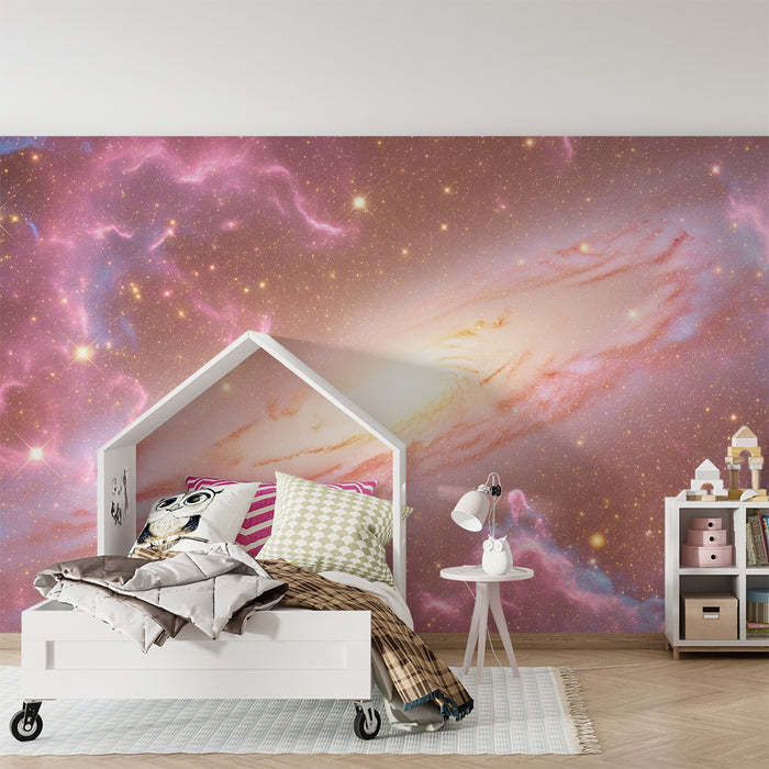 Detská izba tapéta | Vesmír s blikajúcimi hviezdami a farebnými mlhovinami