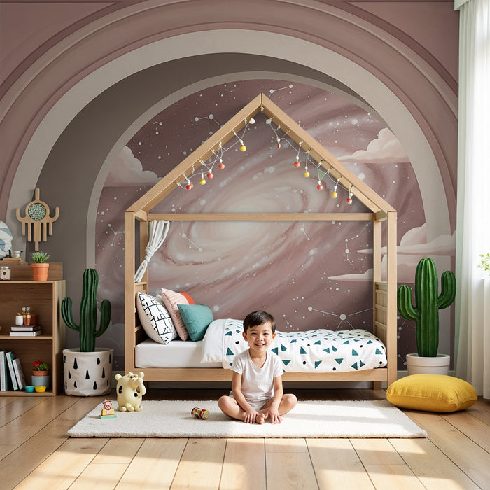 Papier peint chambre enfant | Univers galactique avec nuages et constellations