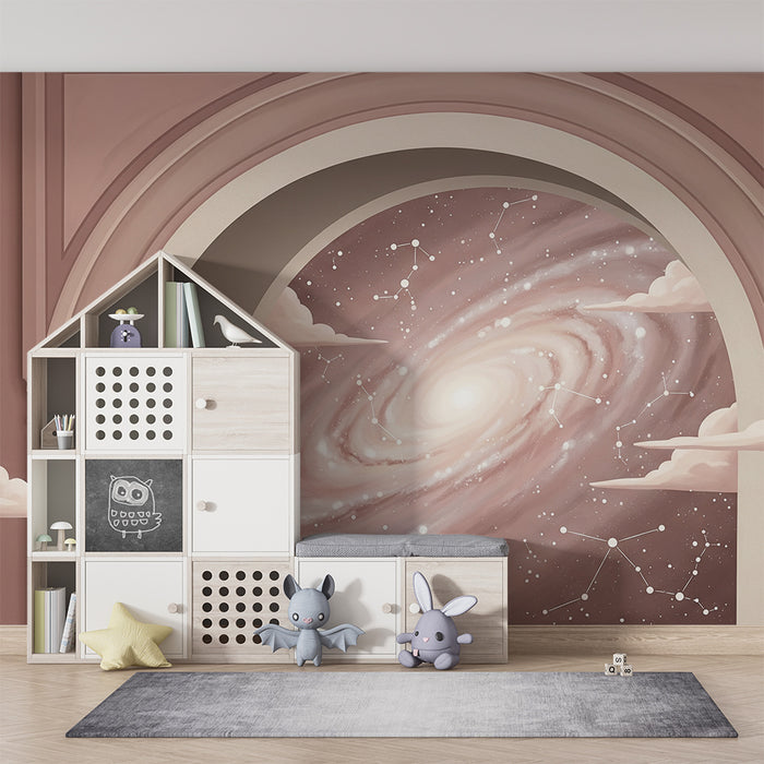 Papier peint chambre enfant | Univers galactique avec nuages et constellations