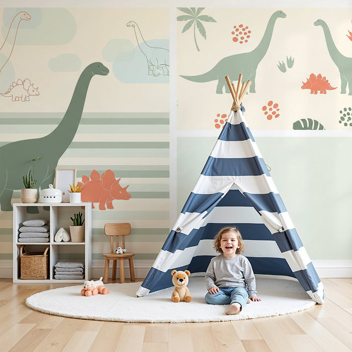 Barntapet | Förhistorisk värld med färgglada dinosaurier