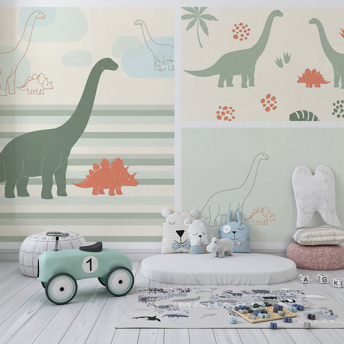 Barntapet | Förhistorisk värld med färgglada dinosaurier