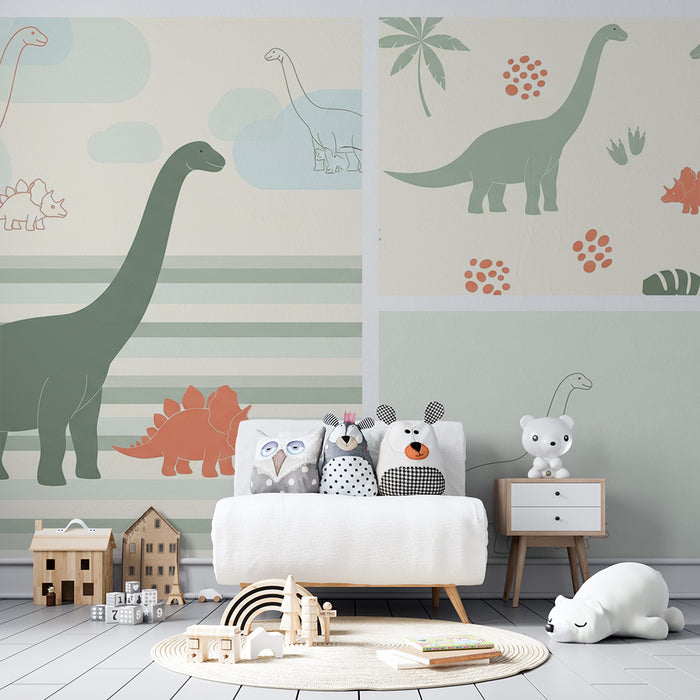 Barntapet | Förhistorisk värld med färgglada dinosaurier