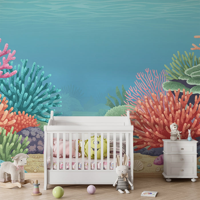 Kids room wallpaper | Colorful underwater world