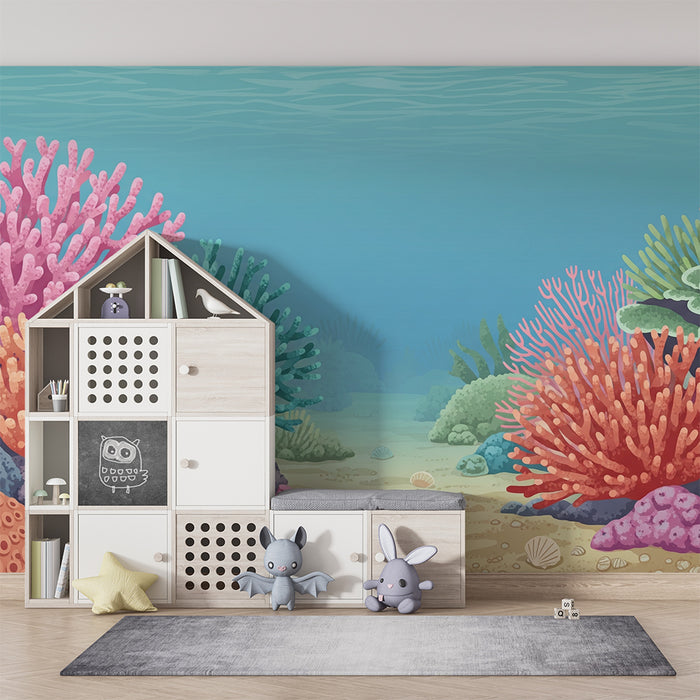 Kids room wallpaper | Colorful underwater world